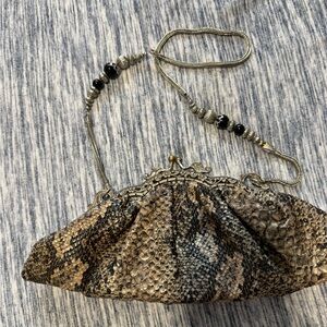 Elegant Snakeskin Clutch with Chain Strap